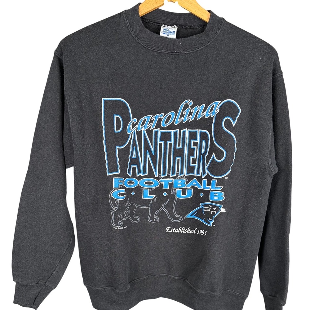 Vintage 1993 Carolina Panthers Salem Sportswear Sweatshirt Mens Medium Black NFL